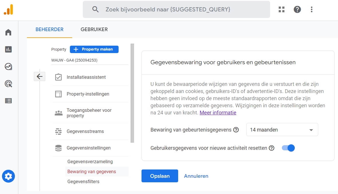 ga4-gegevensbewaring-wijzigen